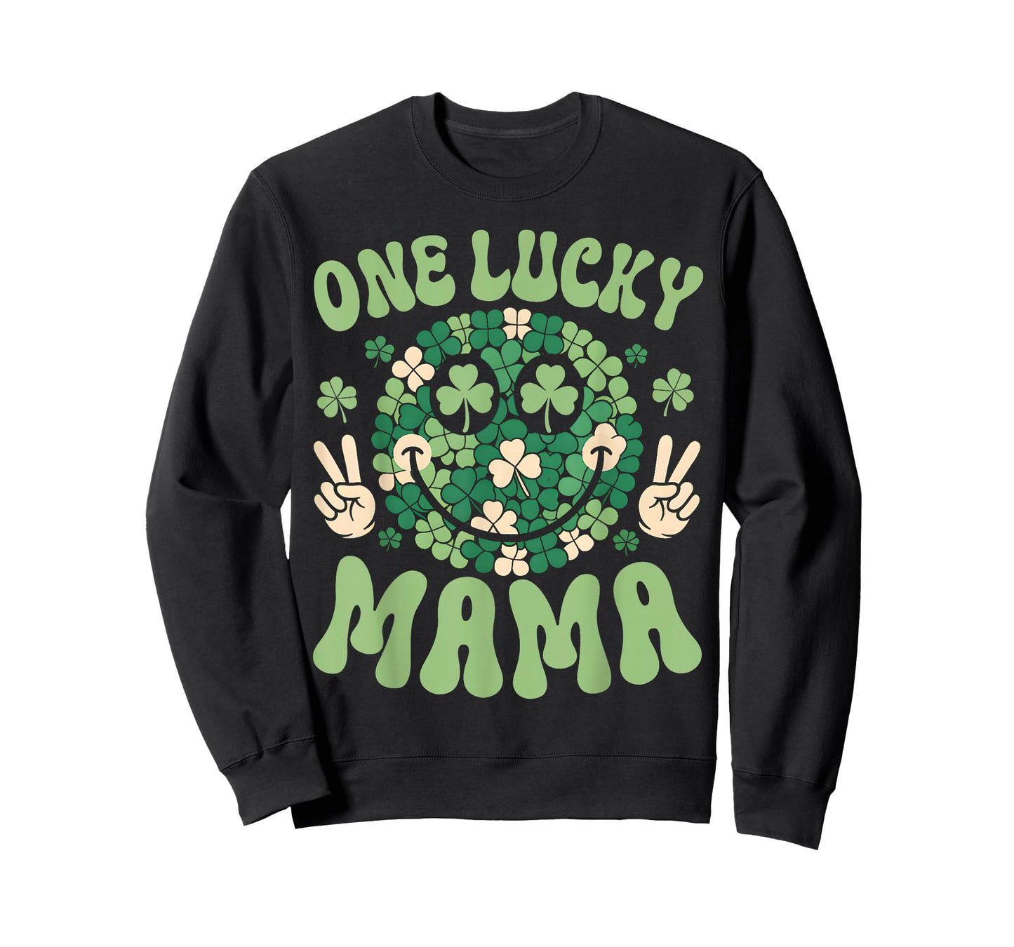 St Patricks Day Family Matching Groovy Retro One Lucky Mama T-Shirt
