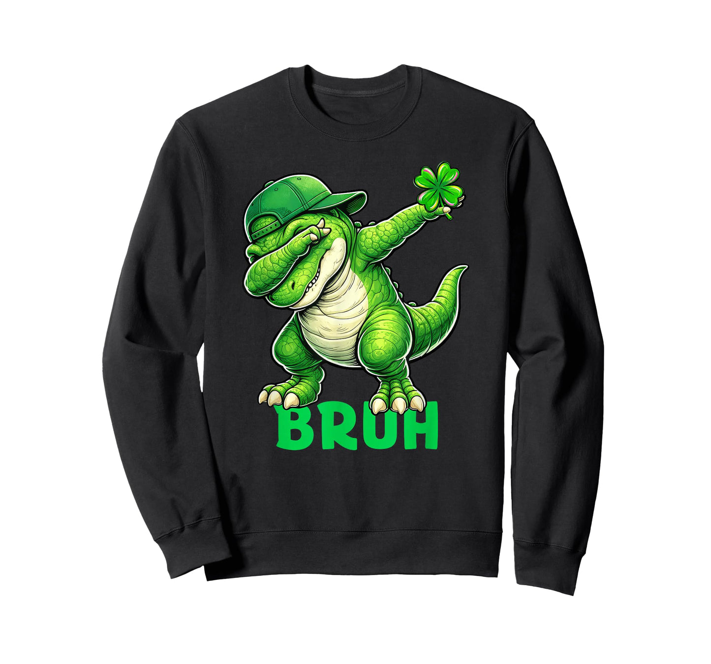 Bruh Dab Dinosaur Clovers Funny Kids Boys Men St Patrick Day T-Shirt