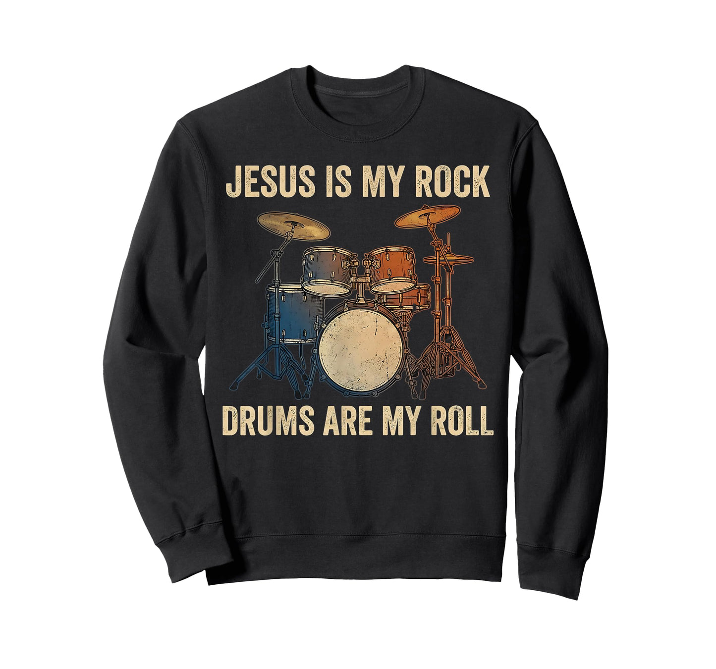 Christian Drummer Jesus is My Rock Drums are My Roll T-Shirt