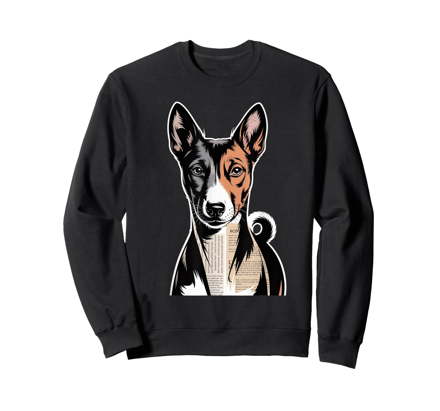Newspaper Art Basenji Barkless Dog T-Shirt