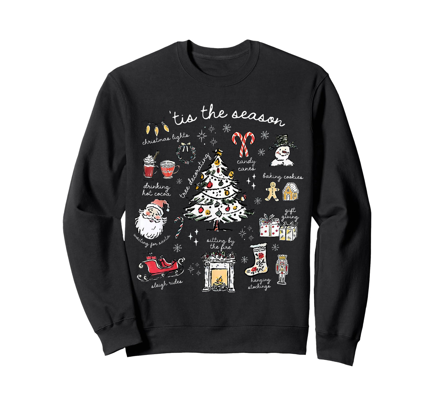 Retro Vintage Tis The Season Merry Christmas Doodles Snowman T-Shirt