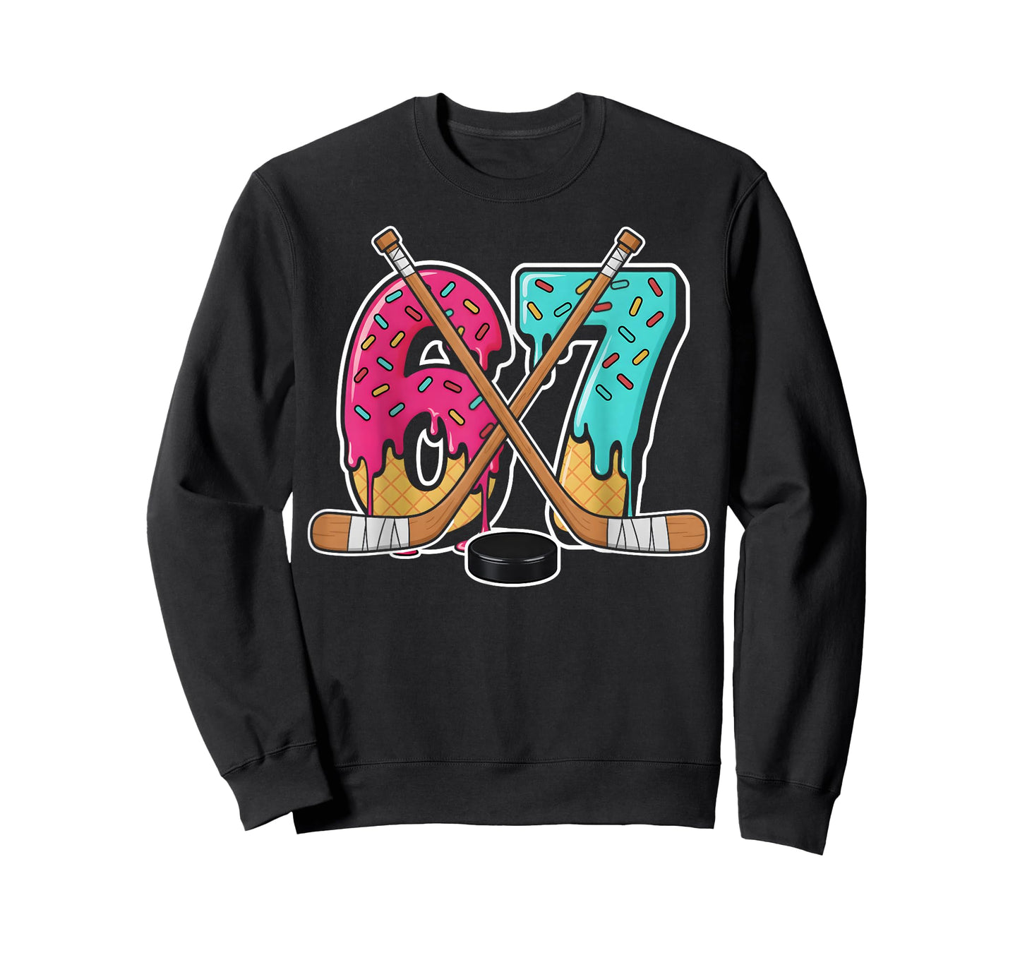 67 Ice Cream Drip Hockey Gen Alpha Slang Six Seven Meme T-Shirt