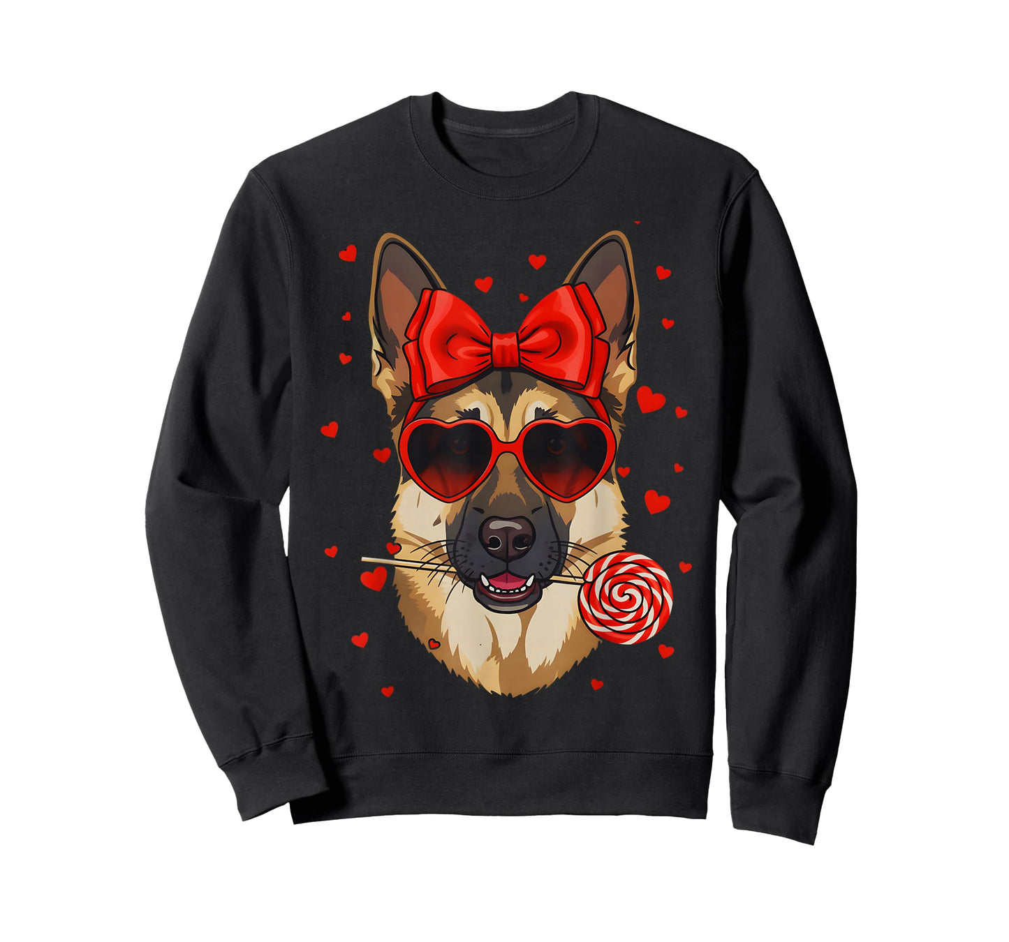 German Shepherd Valentines Day Coquette Bow Dog Lover Heart T-Shirt