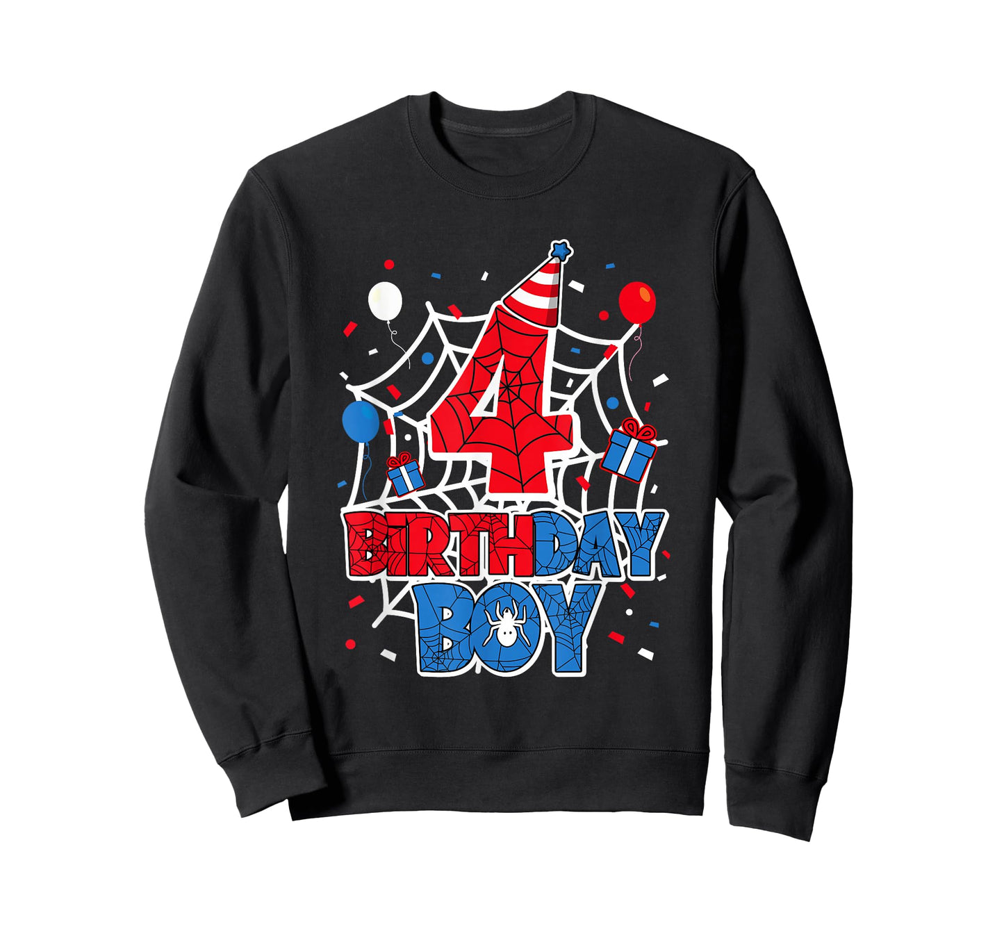 Birthday Boy 4 Year Old Spiders 4th Birthday Kids T-Shirt