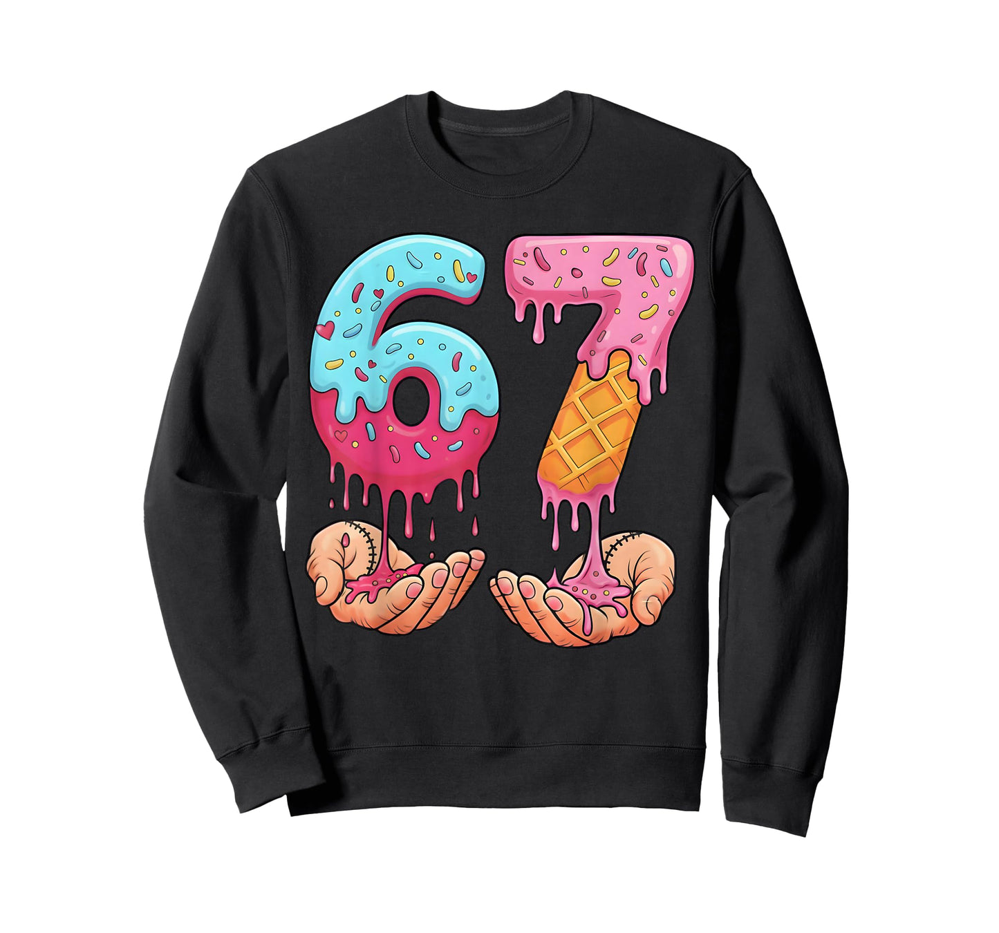 Six Seven Ice Cream Drip Cool Meme 67 Funny Number T-Shirt