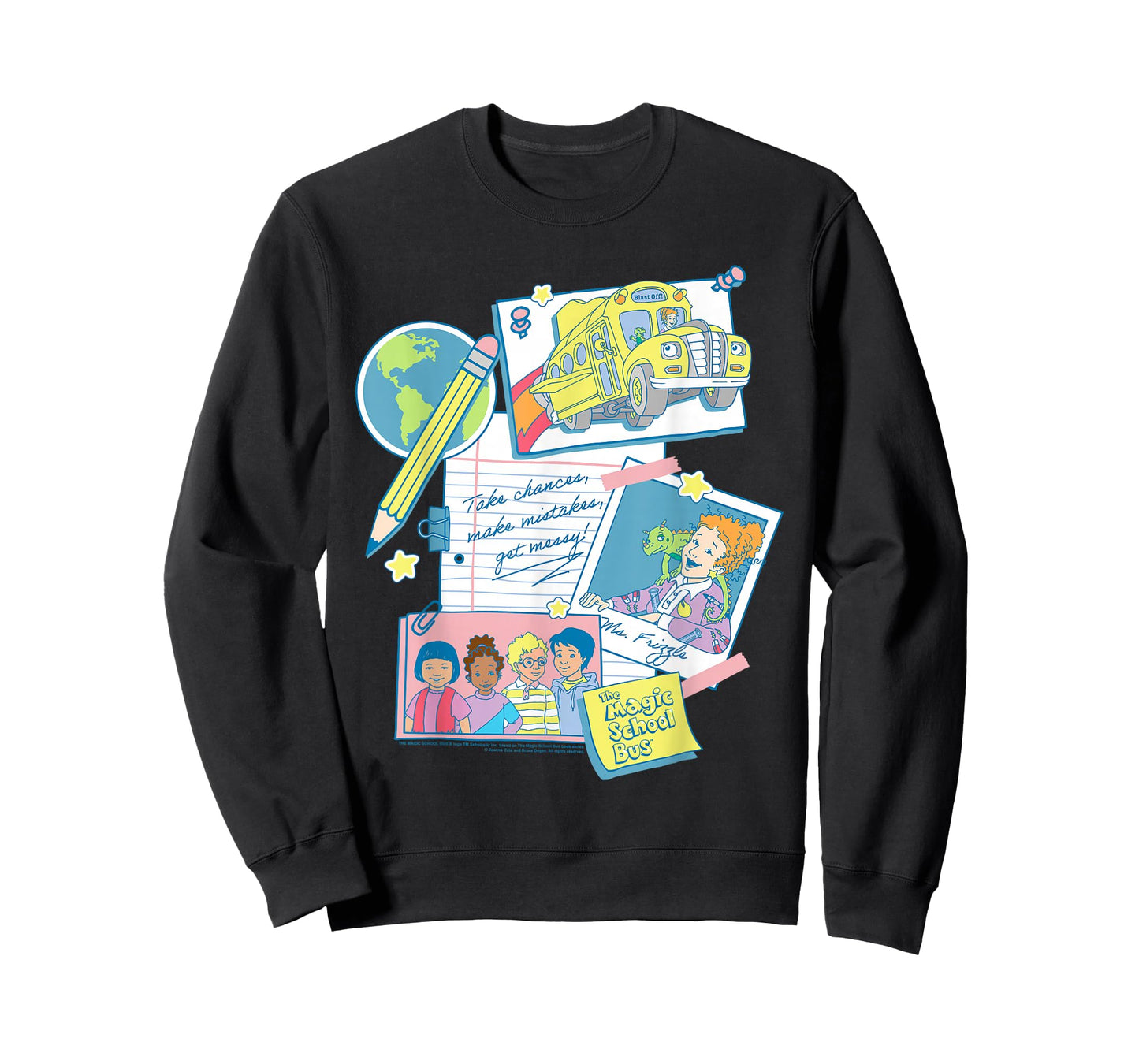 The Magic School Bus Classroom Items Collage Retro Cartoon T-Shirt