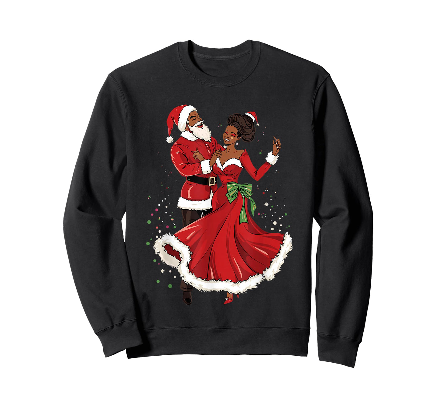 African American Santa Dancing with Mrs Claus for Christmas T-Shirt