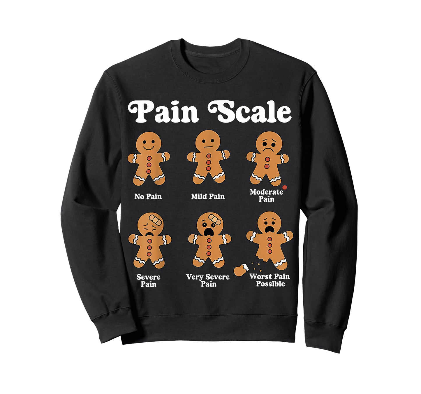 Pain Scale Funny Gingerbread Christmas Nurse Pain Assessment T-Shirt