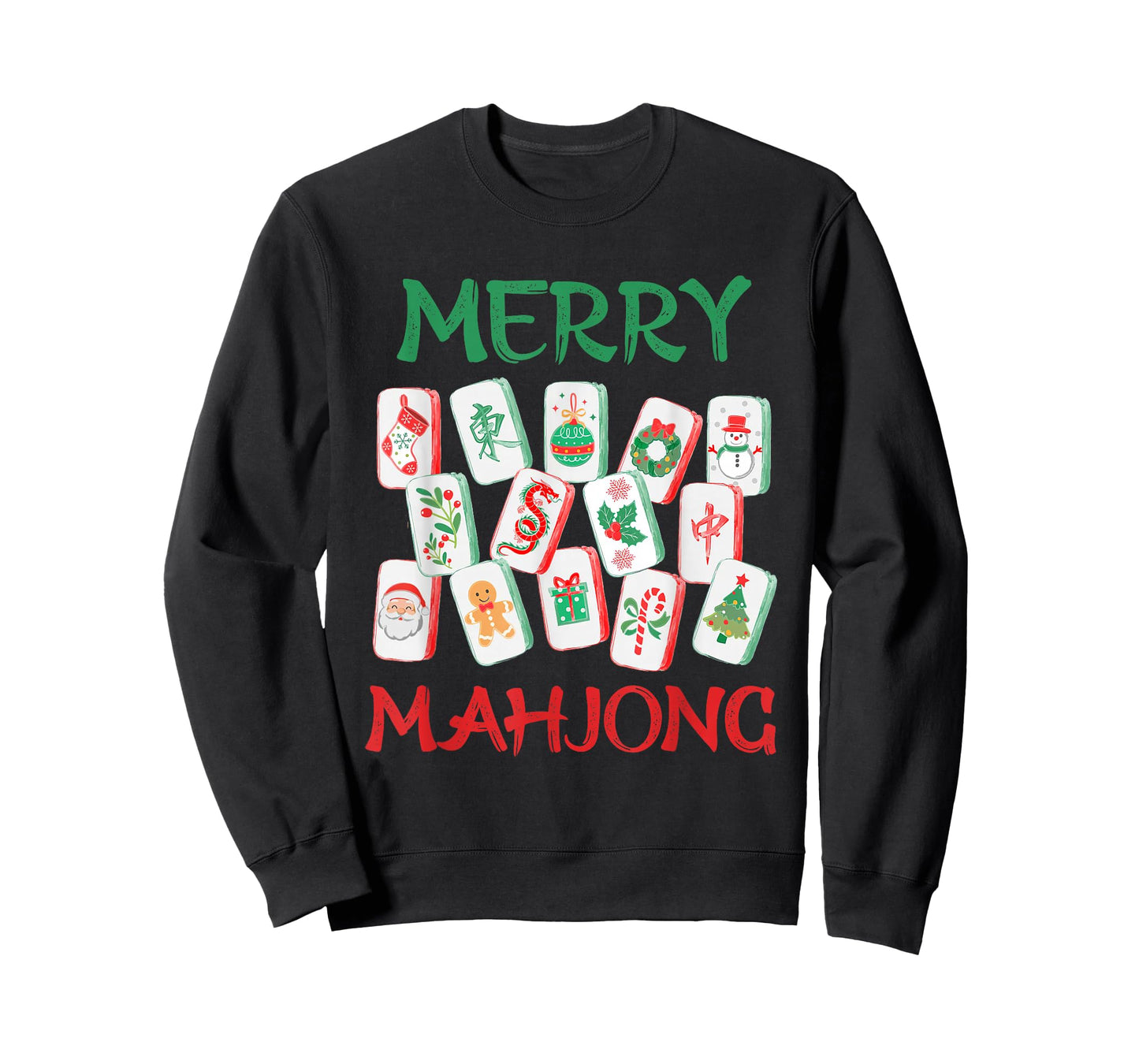 Watercolor Christmas Mahjong Tiles Chinese Mah Jong Xmas T-Shirt