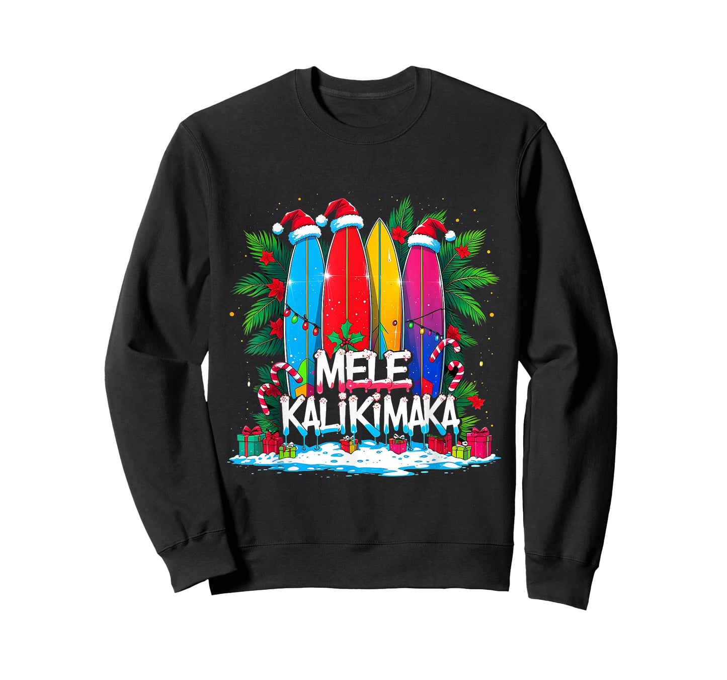 Mele Kalikimaka Surfboard Christmas Vibes T-Shirt