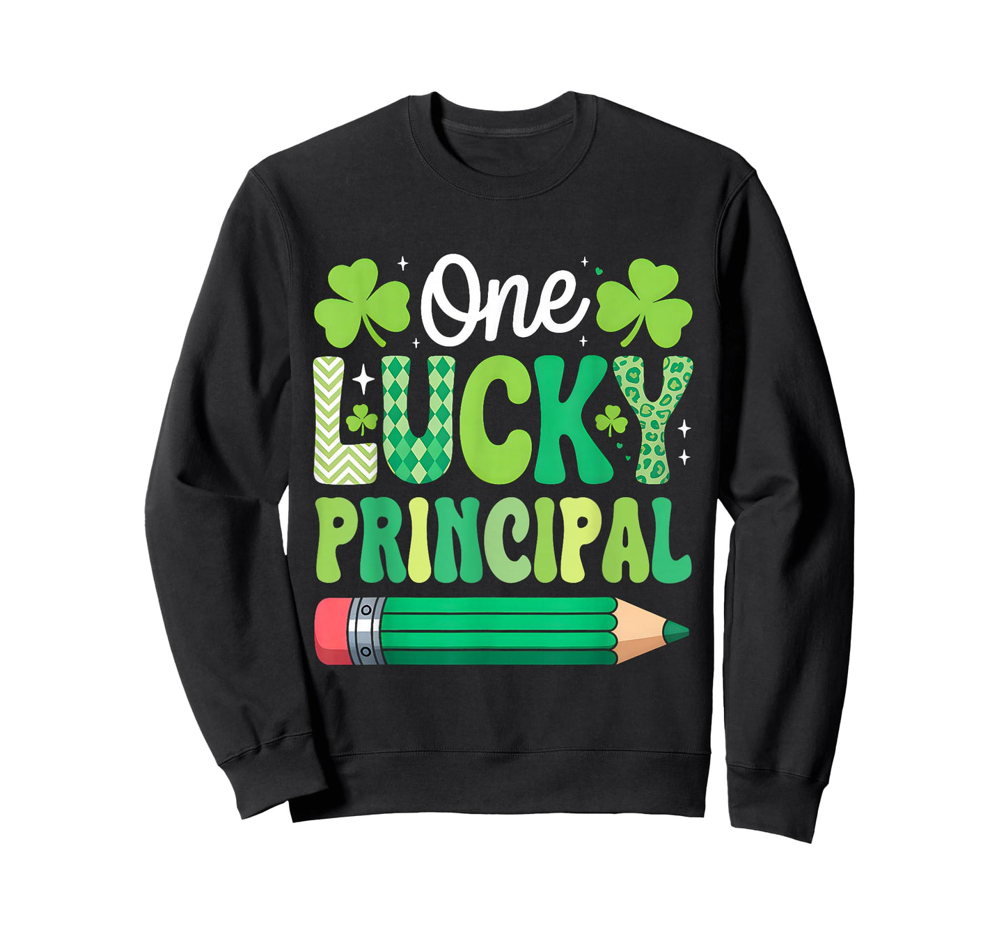 One Lucky Principal Leopard Shamrock Irish St Patricks Day T-Shirt