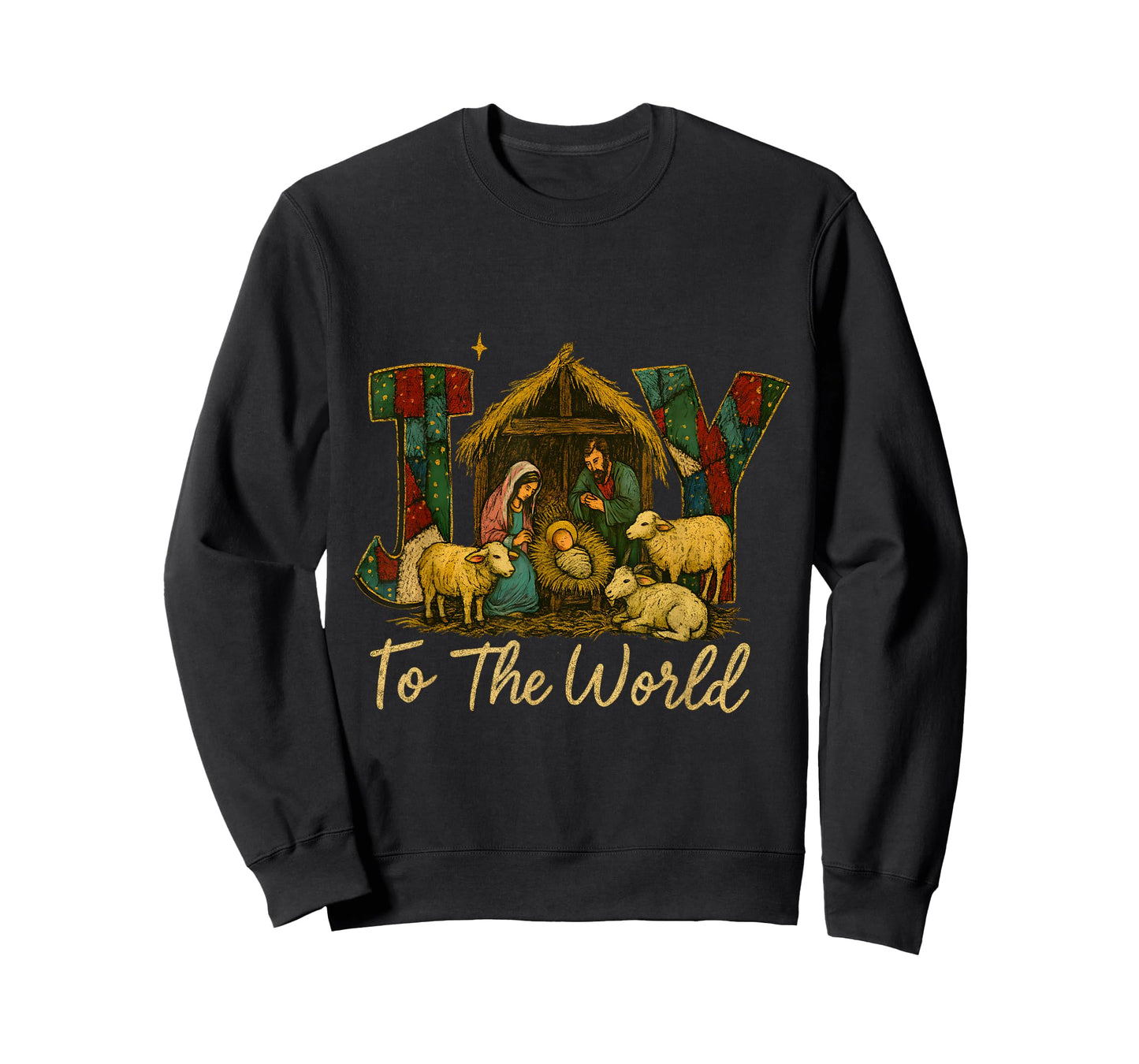 Rustic Nativity Joy to The World – Faithful Christmas Art T-Shirt