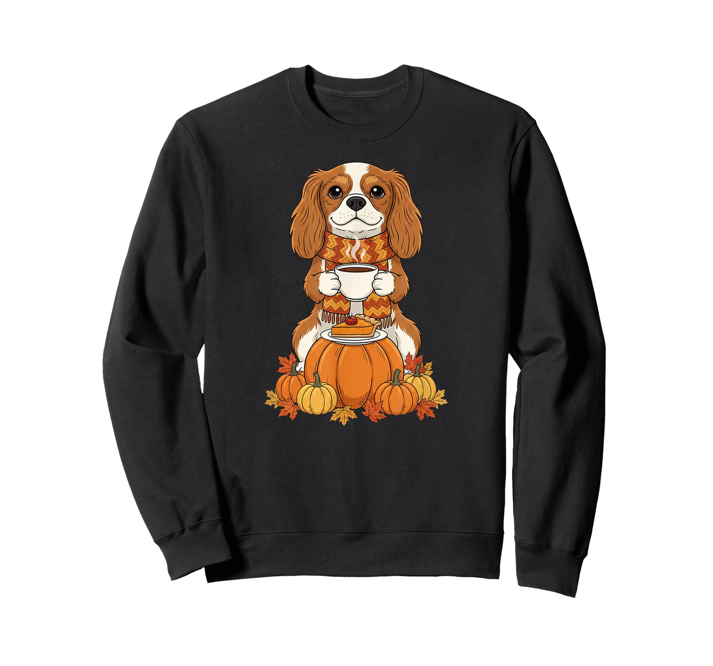 Cavalier King Charles Spaniel Coffee Autumn Thanksgiving T-Shirt