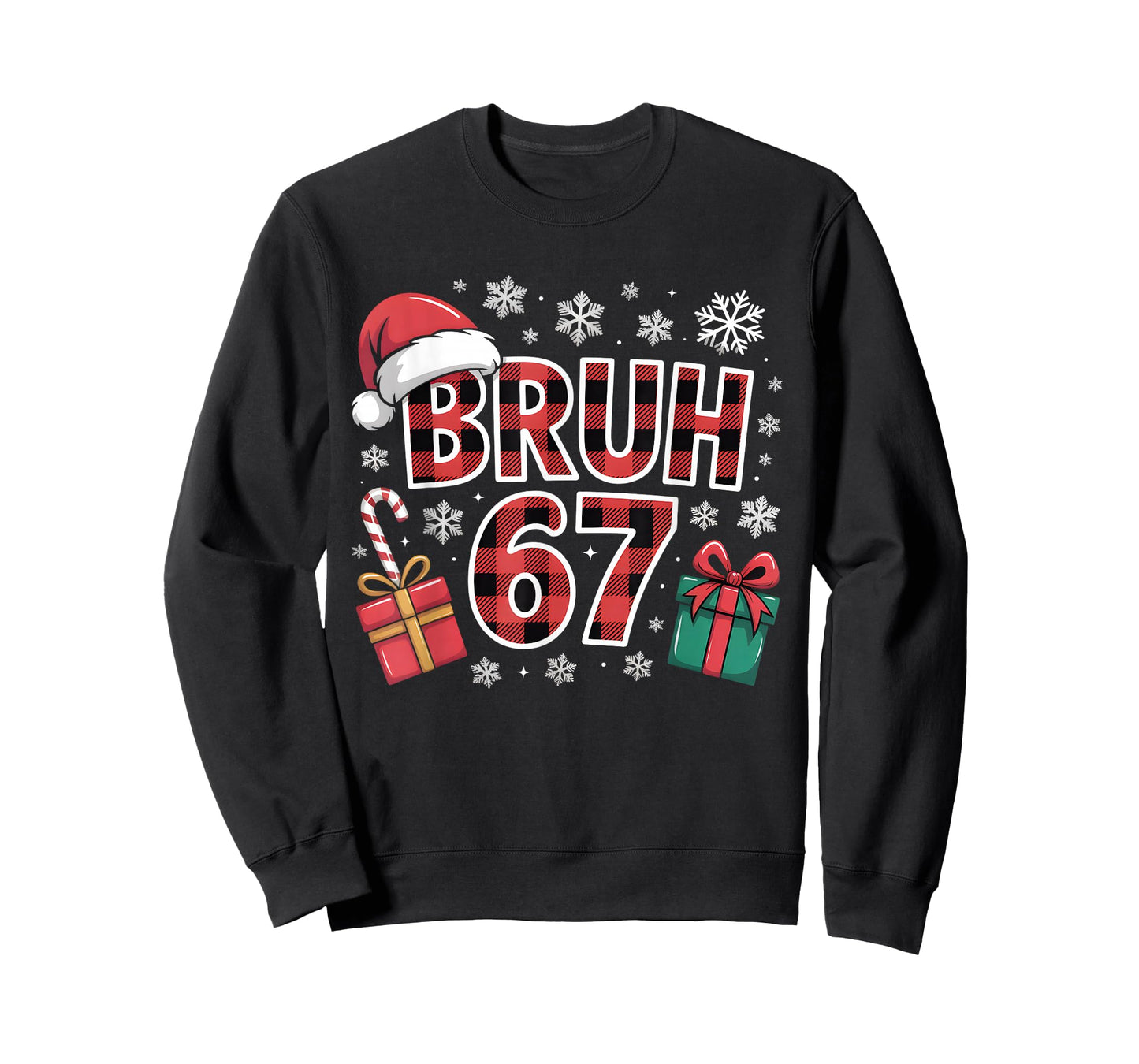 Funny Bruh 67 Buffalo Plaid Christmas Six Seven Meme Teens T-Shirt