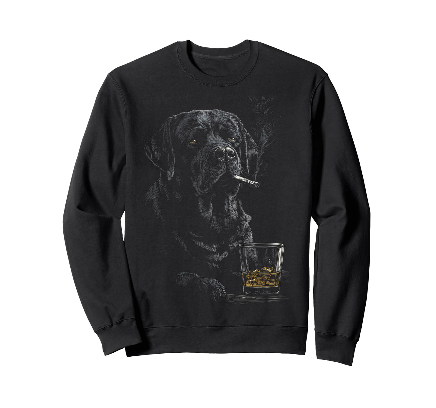 Black Labrador Smoking Cigarette Whisky Lover Funny Lab Dog T-Shirt