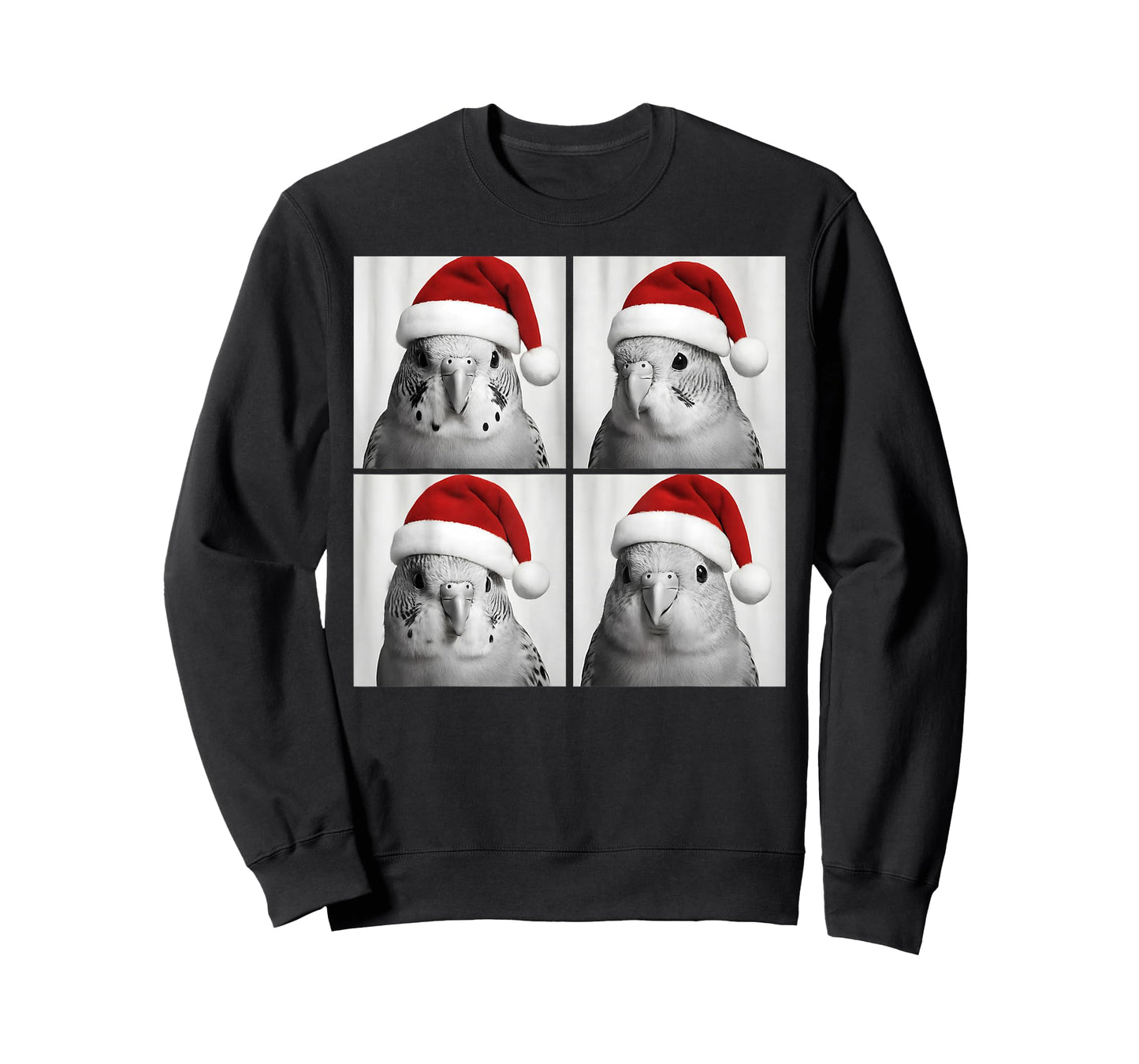 Funny Christmas Budgie Bird Santa Photo Booth T-Shirt