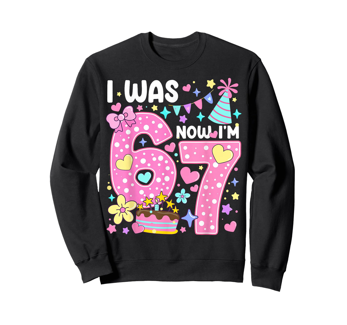 I was 6 Now I'm 7 Pink Polka Dot Seven Birthday Girl Party T-Shirt