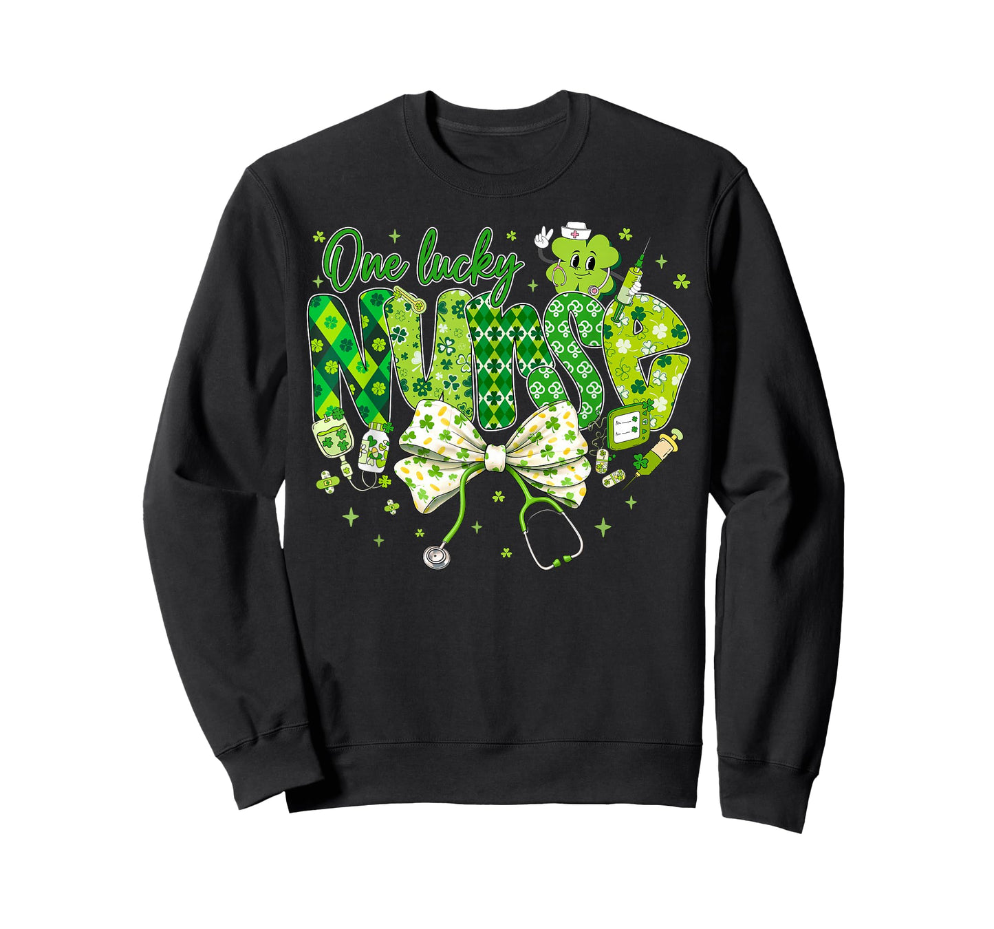 One Lucky Nurse St Patrick's Day Coquette Bow Shamrock Women T-Shirt