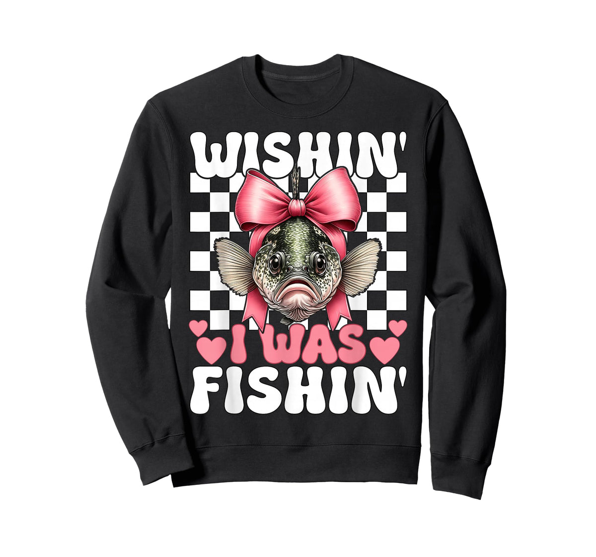 Wishin' I was Fishin' Crappie Fish Fishing Girl Coquette Bow T-Shirt