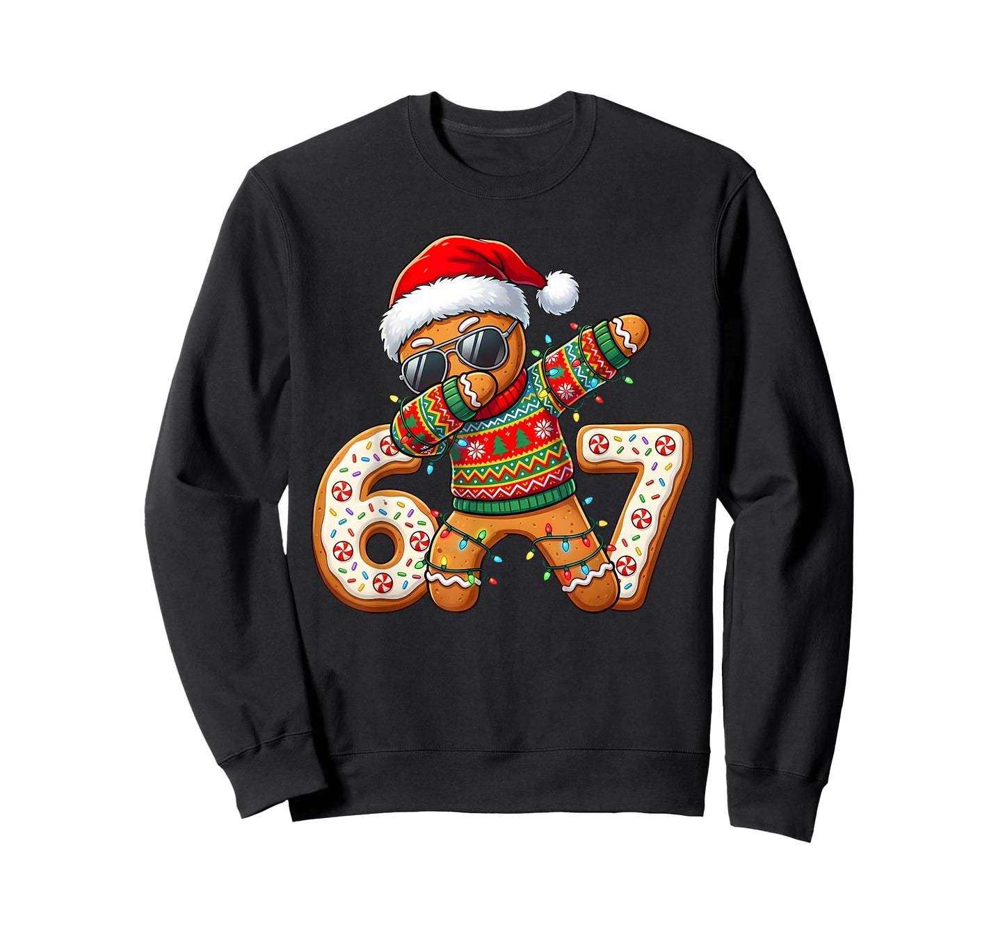 Funny Gingerbread Six Seven 67 Ice Cream Drip Christmas Boys T-Shirt