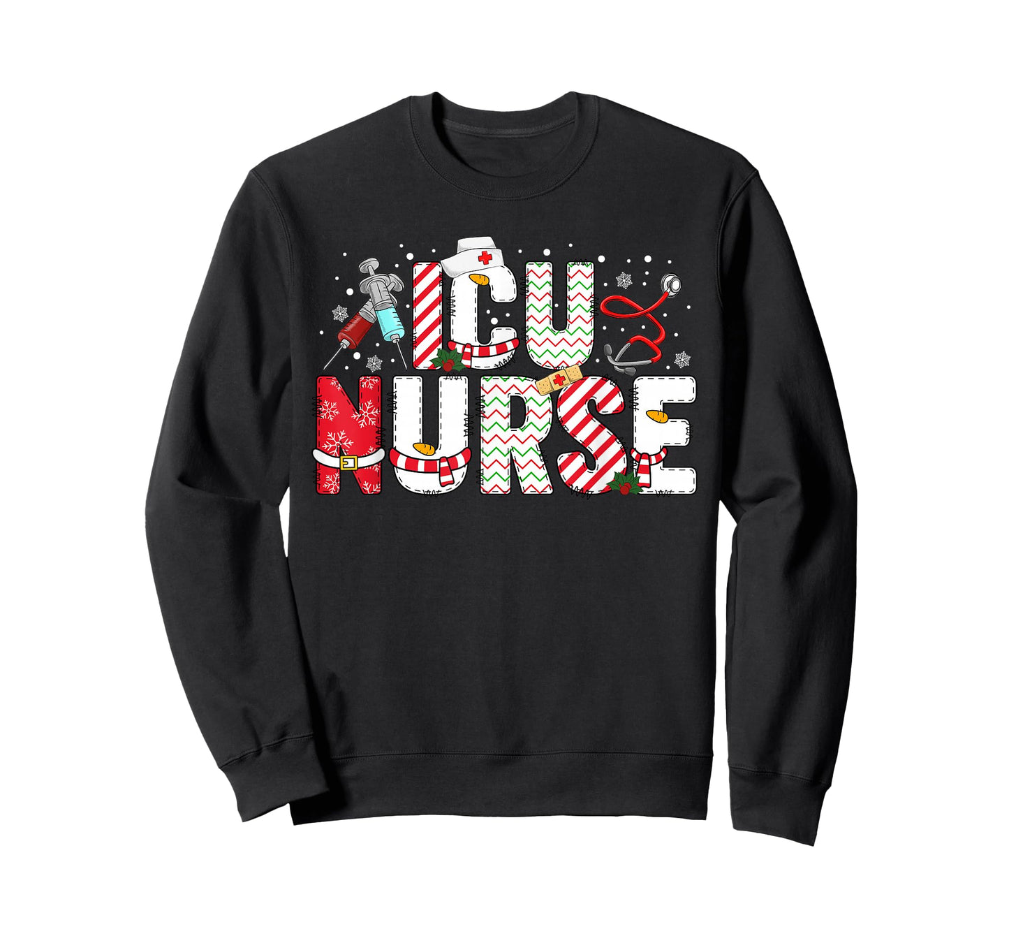 Coquette ICU Nurse Christmas Nurse Pajama Xmas Nurse Crew T-Shirt