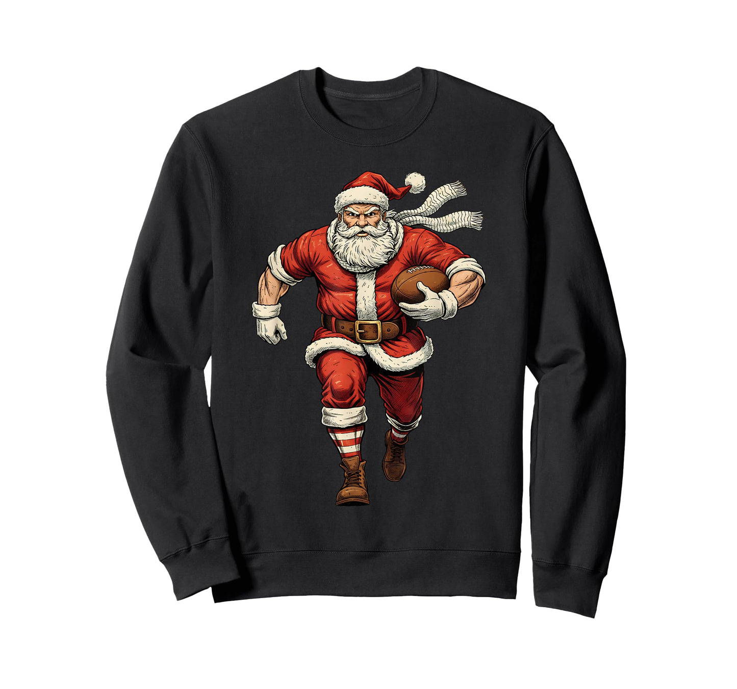 Christmas Santa Playing Rugby Sport Player Xmas Holiday T-Shirt