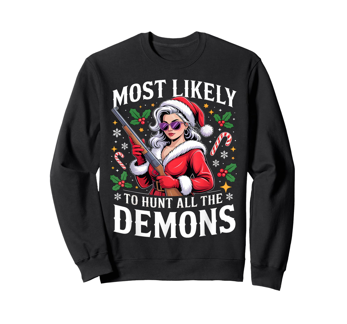 Santa Girl Most Likely to Hunt Demons Christmas T-Shirt