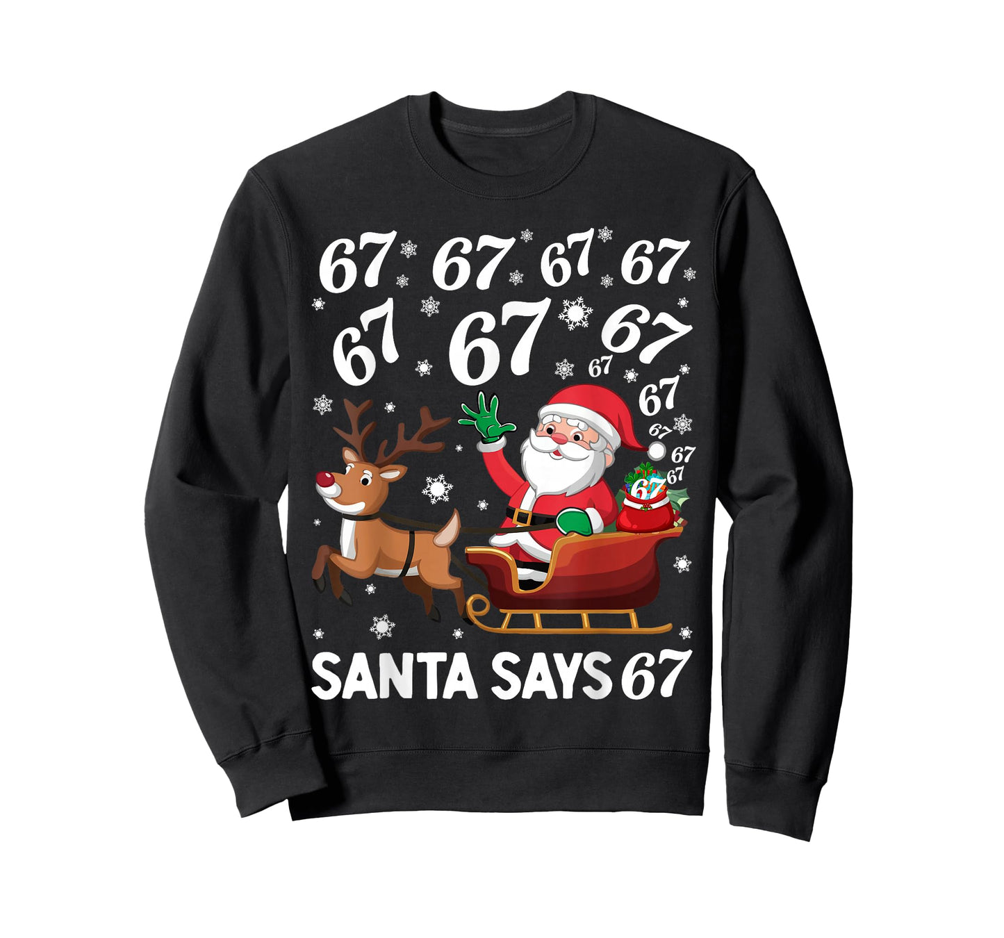 Santa Says 67 Funny Christmas Six Seven Meme Holiday T-Shirt