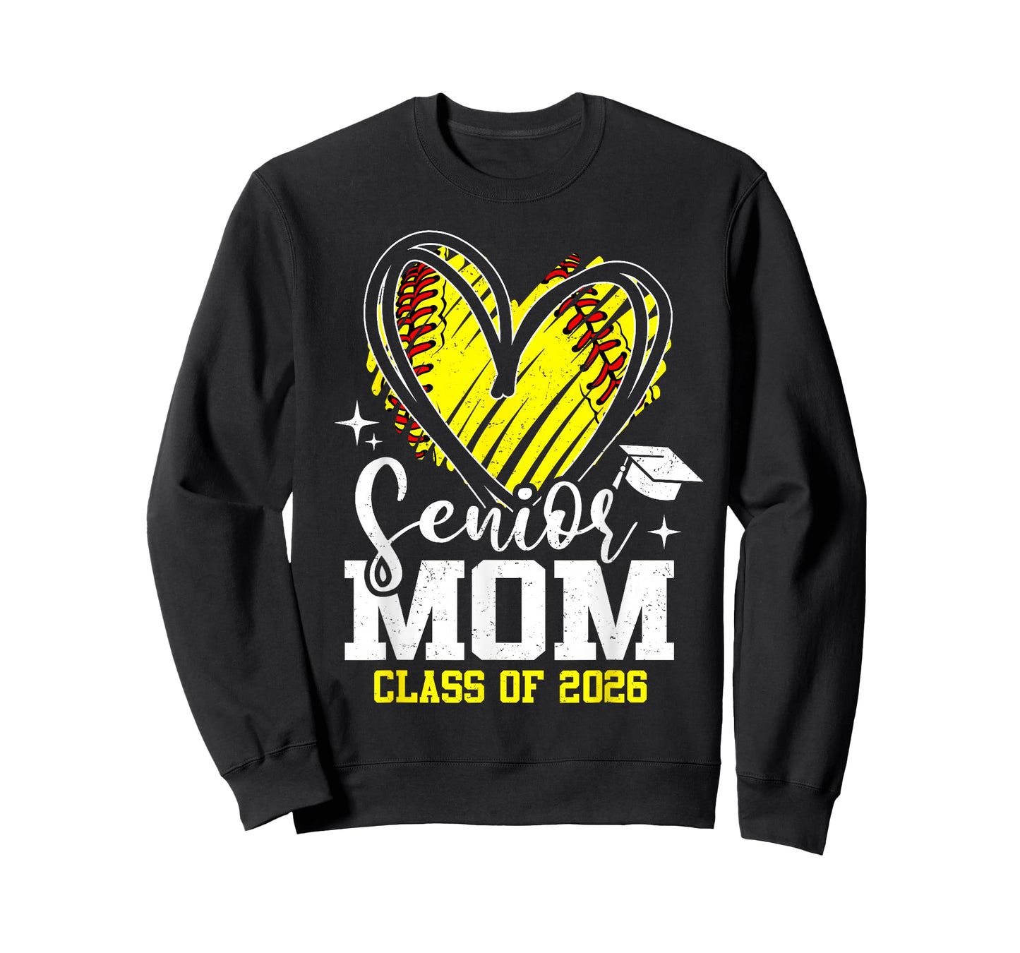 Proud Senior Mom Class of 2026 Softball Graduation Heart T-Shirt