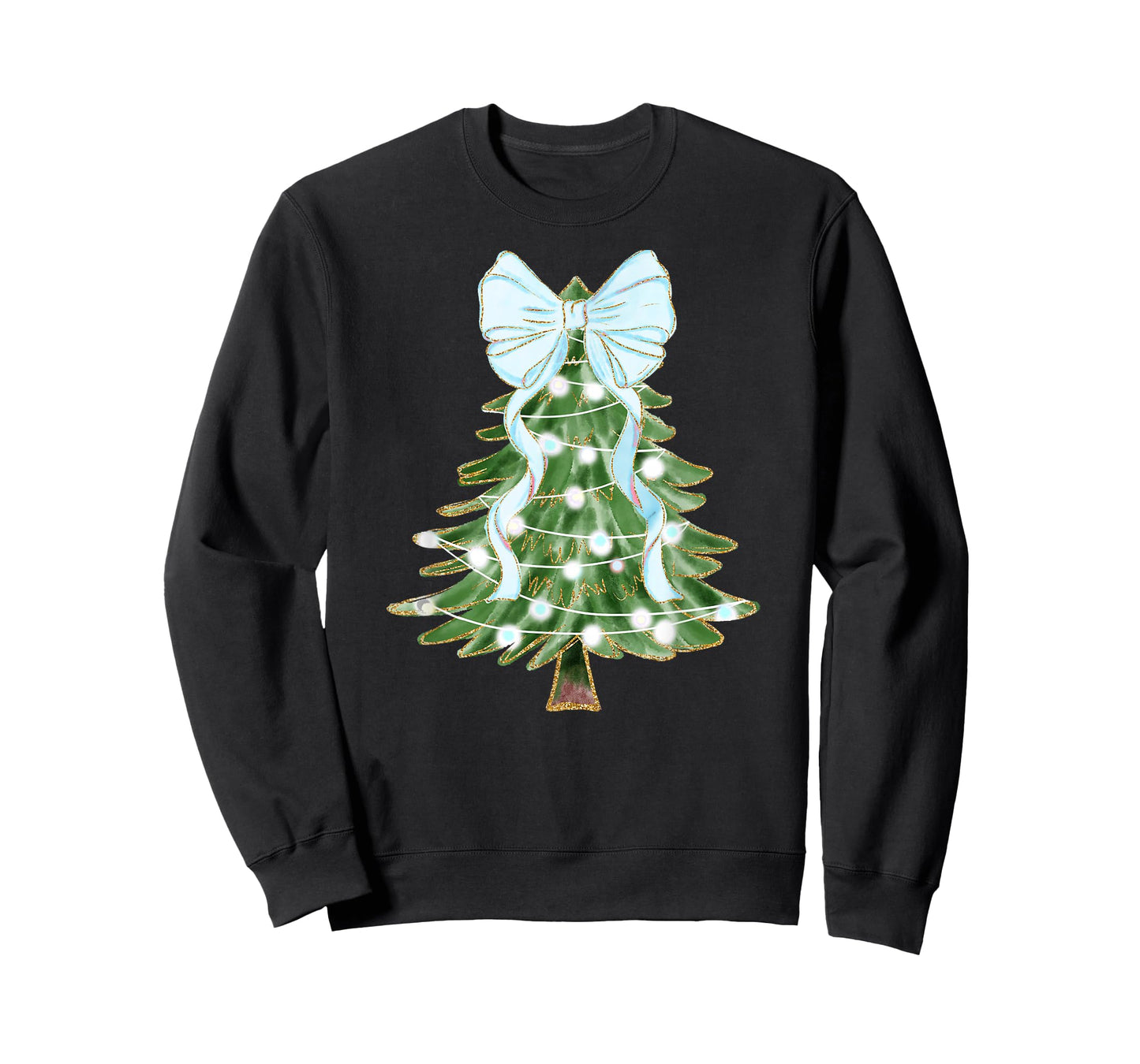 Christmas Tree Bow Coquette Santa Cute Blue White Mom Kids T-Shirt