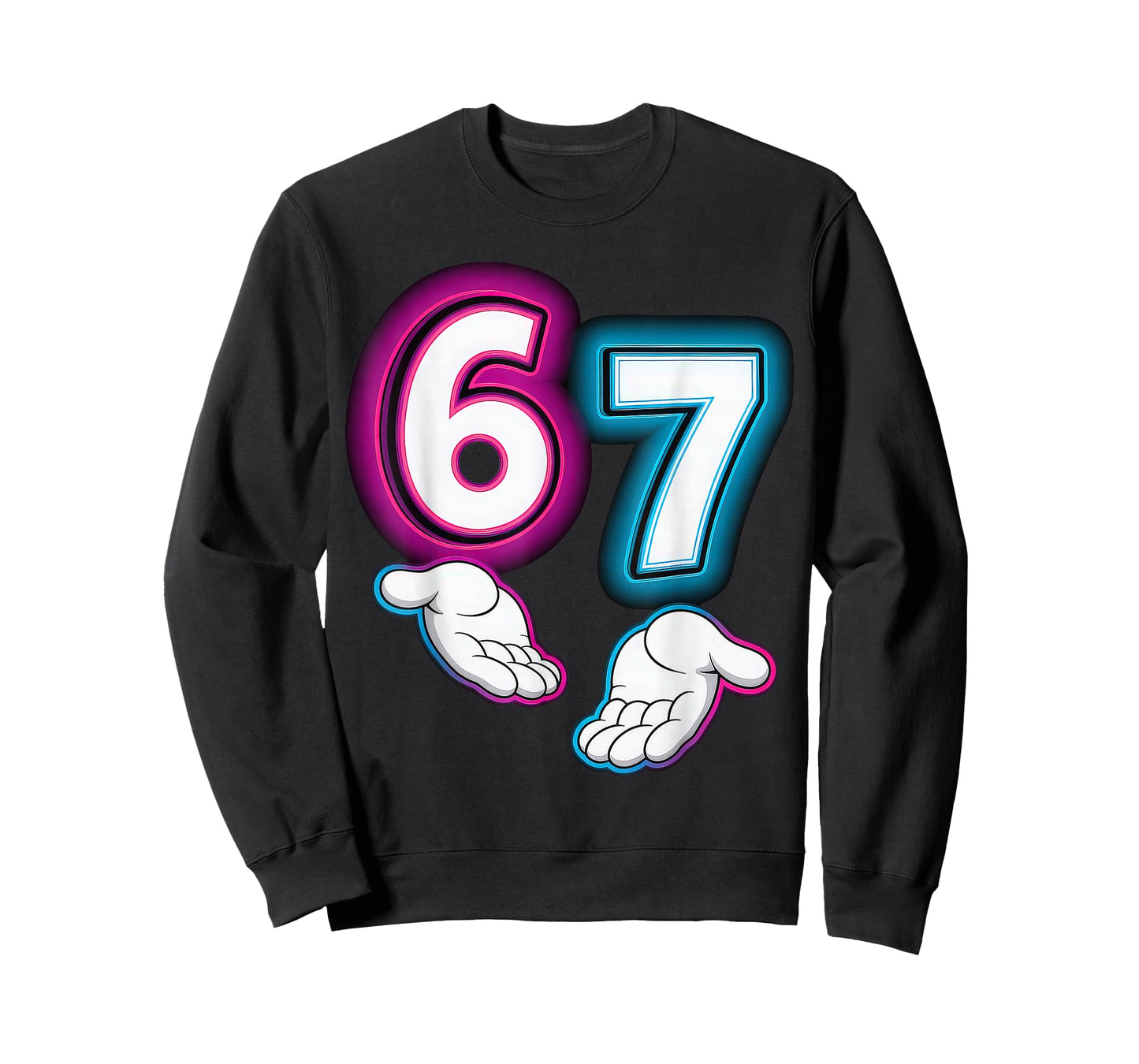 Six Seven 67 Meme 6 7 Glowing Hands T-Shirt