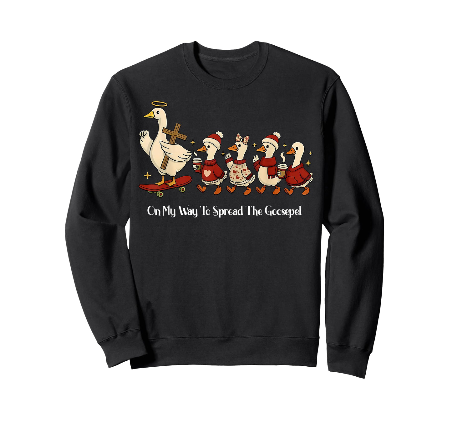 On My Way to Spread The Gospel Christian Christmas Goose T-Shirt