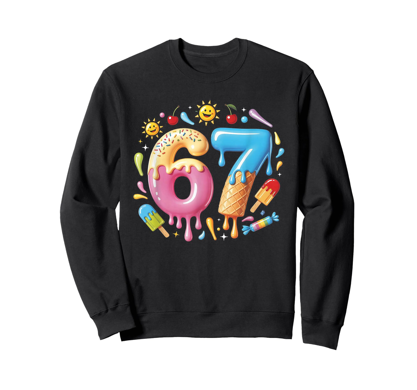 Six Seven Ice Cream Drip Cool Meme 67 Funny Number T-Shirt