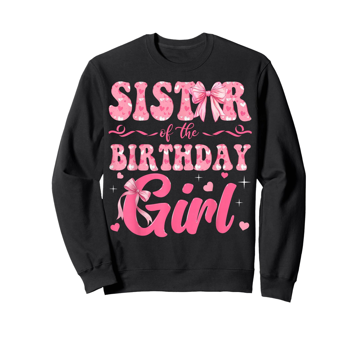 Sister of The Birthday Girl Family Pink Coquette Bow T-Shirt