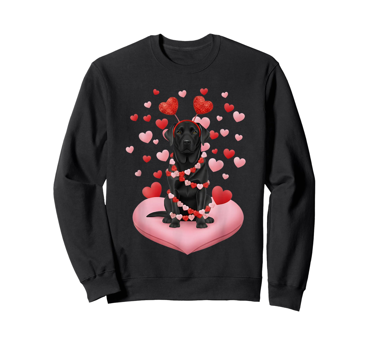 Labrador Retriever Valentines Day Dog Black Lab Hearts T-Shirt