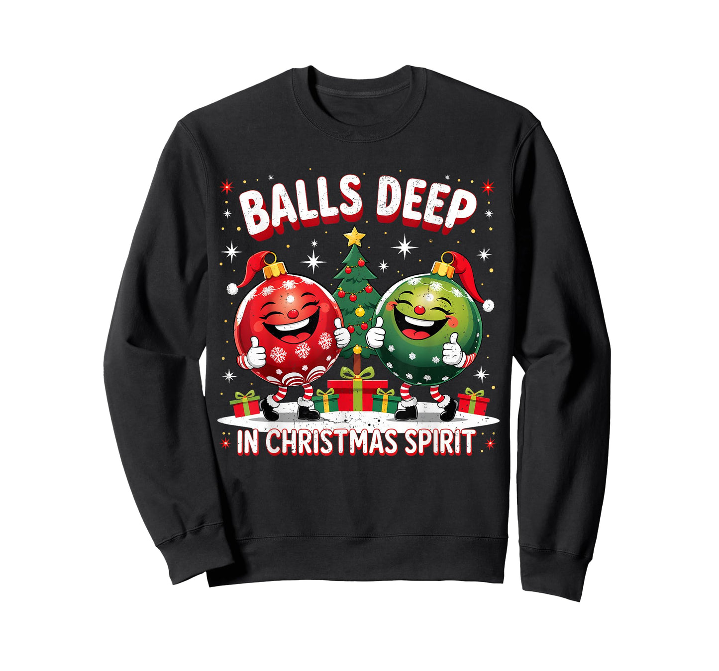 Balls Deep in Christmas Spirit Funny Ornament T-Shirt