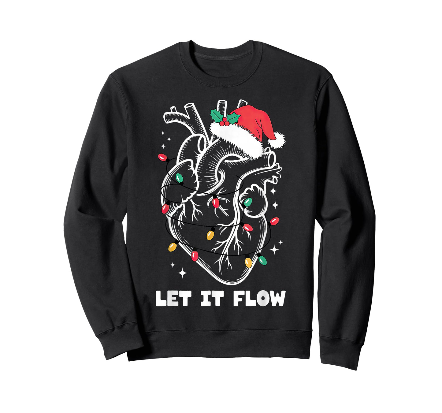Let It Flow Anatomy Heart Santa Xmas T-Shirt