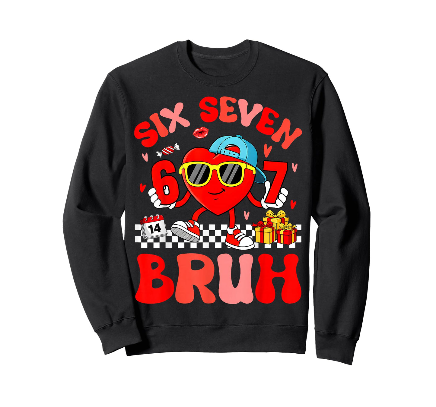 Funny Meme 67 Six Seven Bruh Valentine Heart Toddler Kid Boy T-Shirt