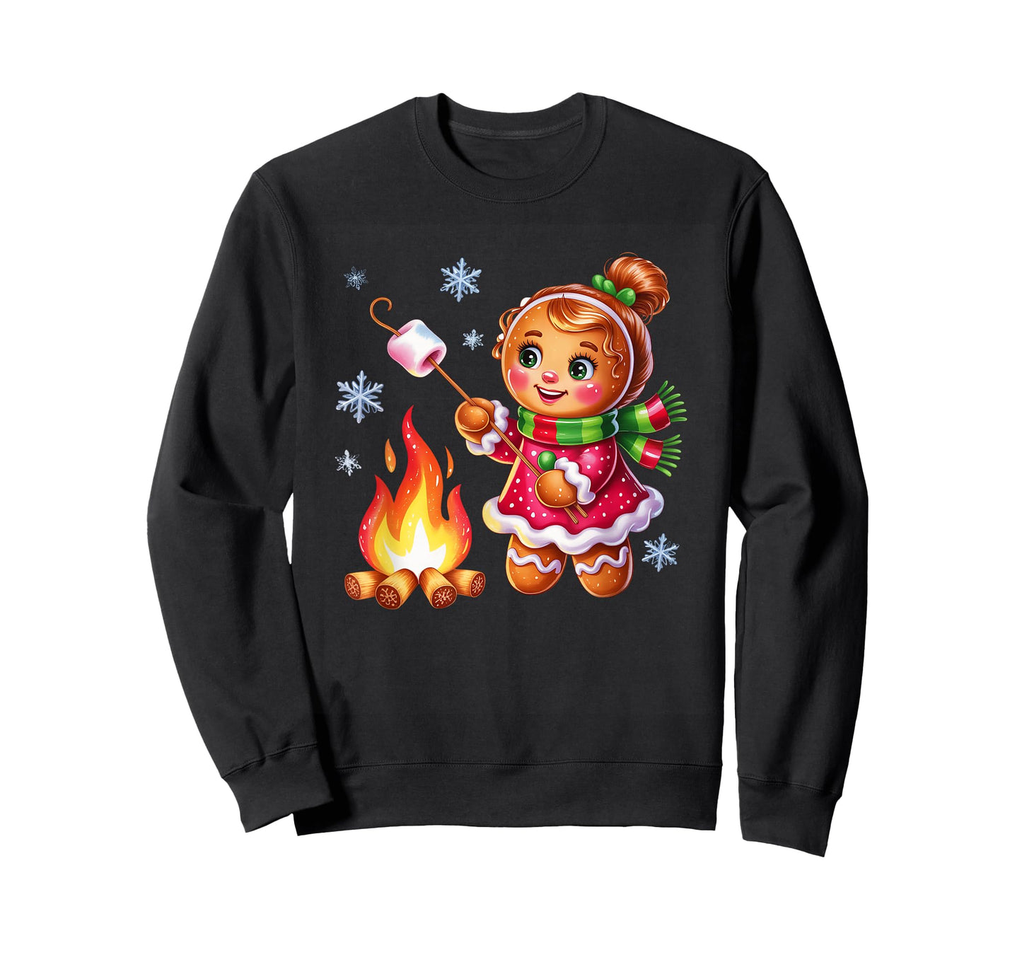 Gingerbread Girl Campfire Christmas Fun T-Shirt