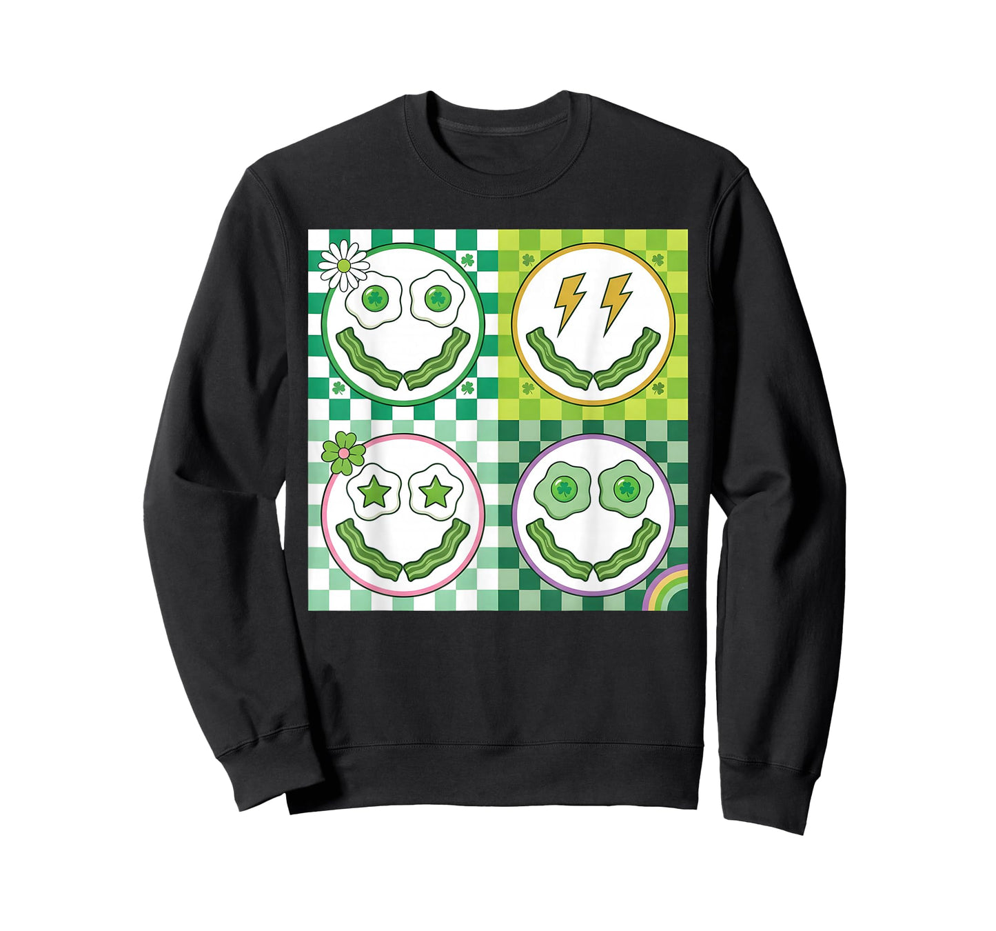 Green Smile Face Eggs and Bacon Breakfast St Patricks T-Shirt