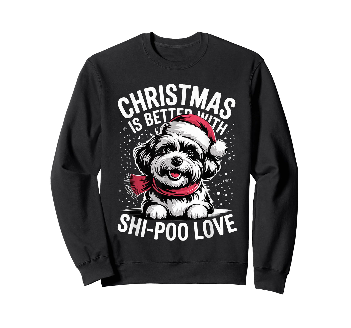 Cute Xmas Puppy Dog Christmas is Better with Shi-Poo Love T-Shirt