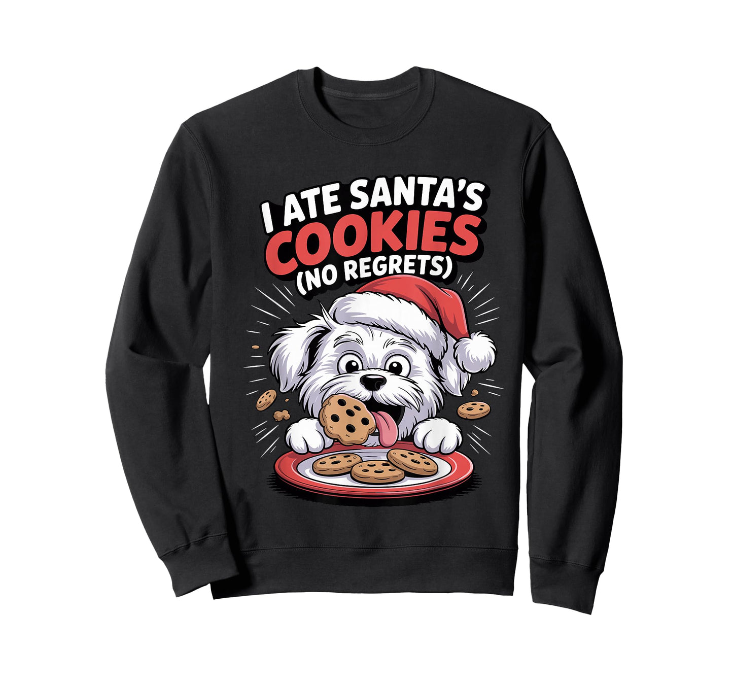 I Ate Santas Cookies Xmas Puppy Funny Christmas Maltese T-Shirt