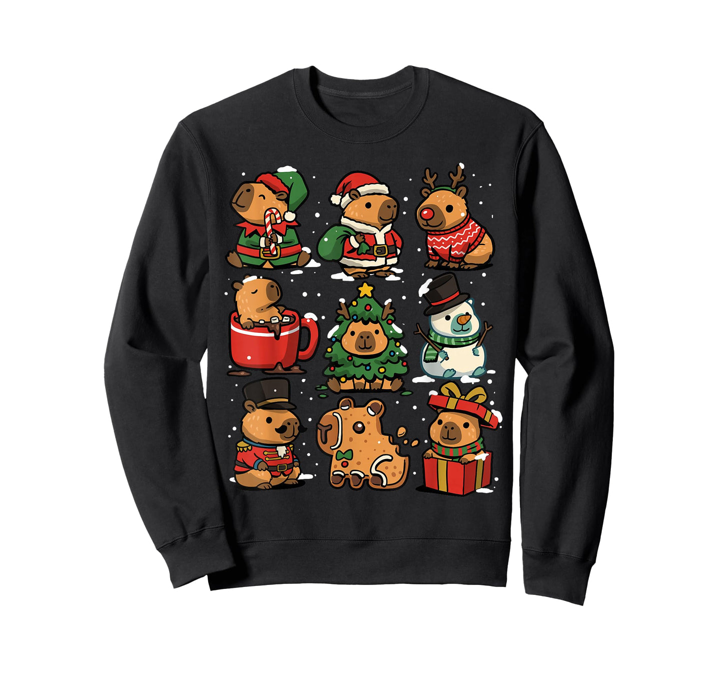 Christmas Capybara Funny Cappy Xmas Family Capybaras Winter T-Shirt