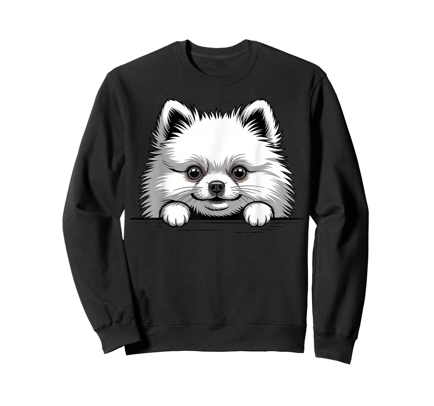 White Pomeranian Funny Peeking Pocket Puppy Dog Lover T-Shirt