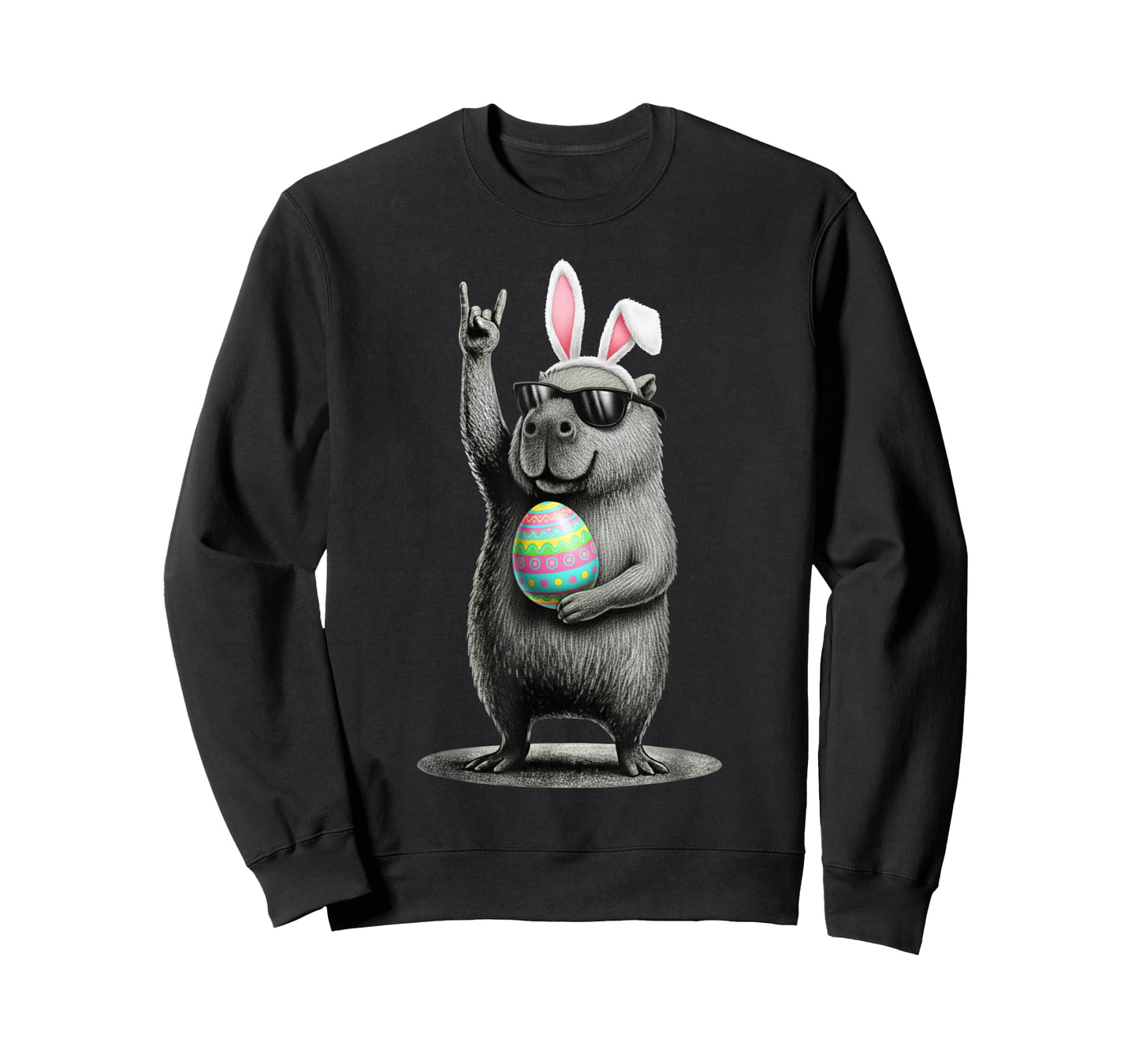 Retro Capybara Rock Music Men Women Kids Funny Easter Day T-Shirt