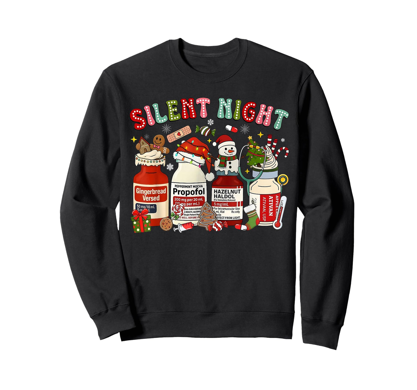 Silent Night Funny Nurse Christmas Design T-Shirt