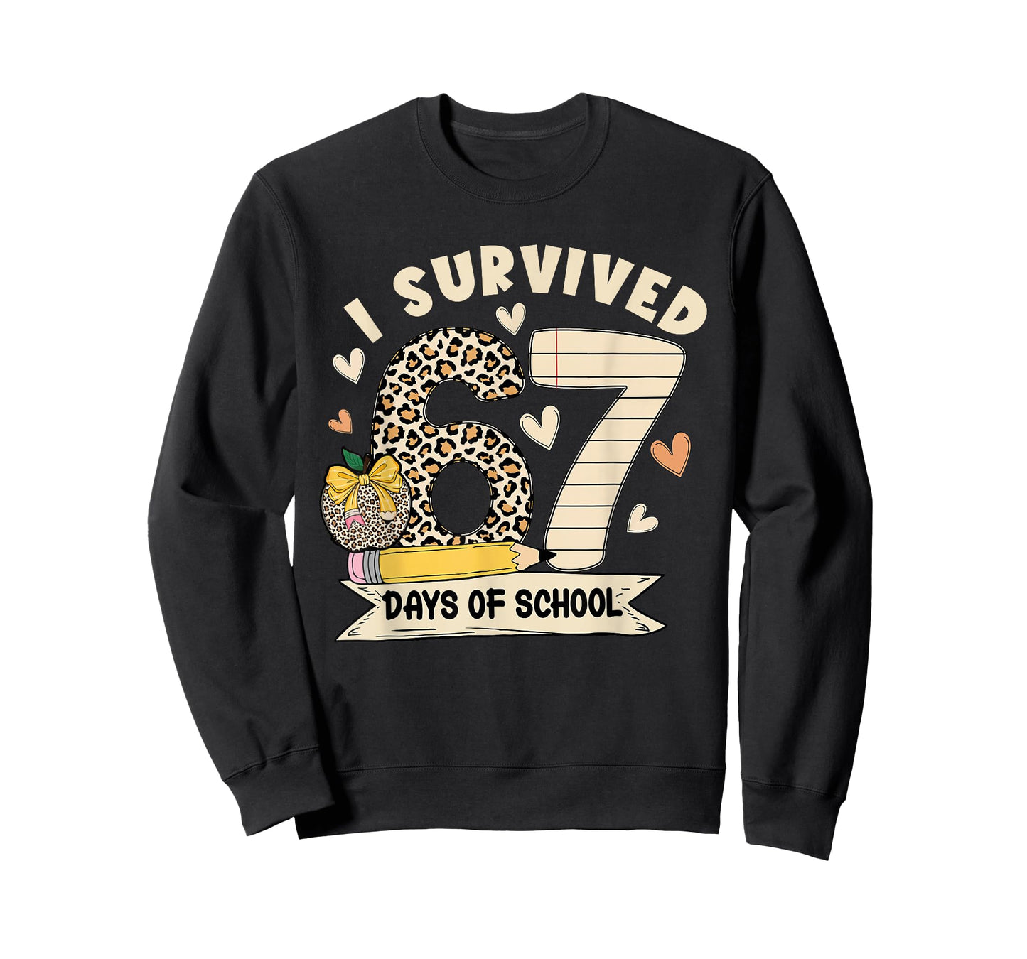 I Survived 67 Days of School Funny Leopard Student Style T-Shirt