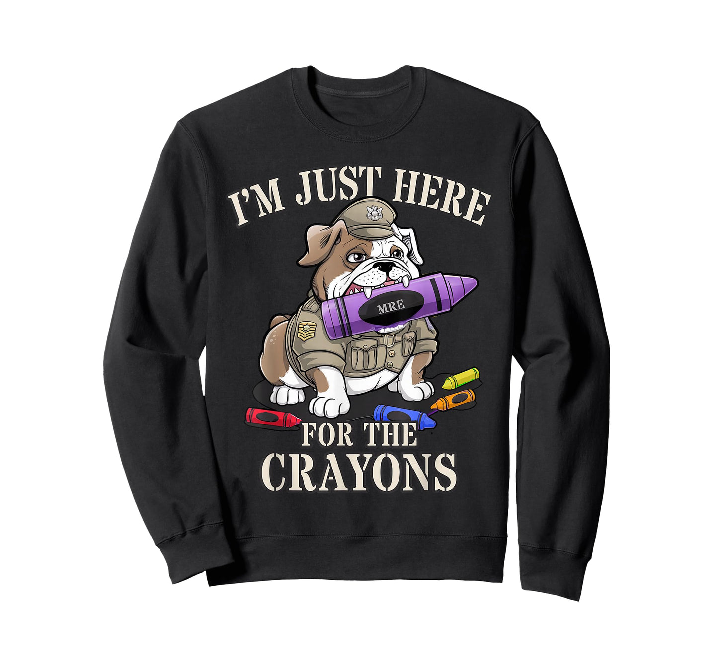 Sarcastic I'm JUST HERE for Crayons Veterans Family Military T-Shirt