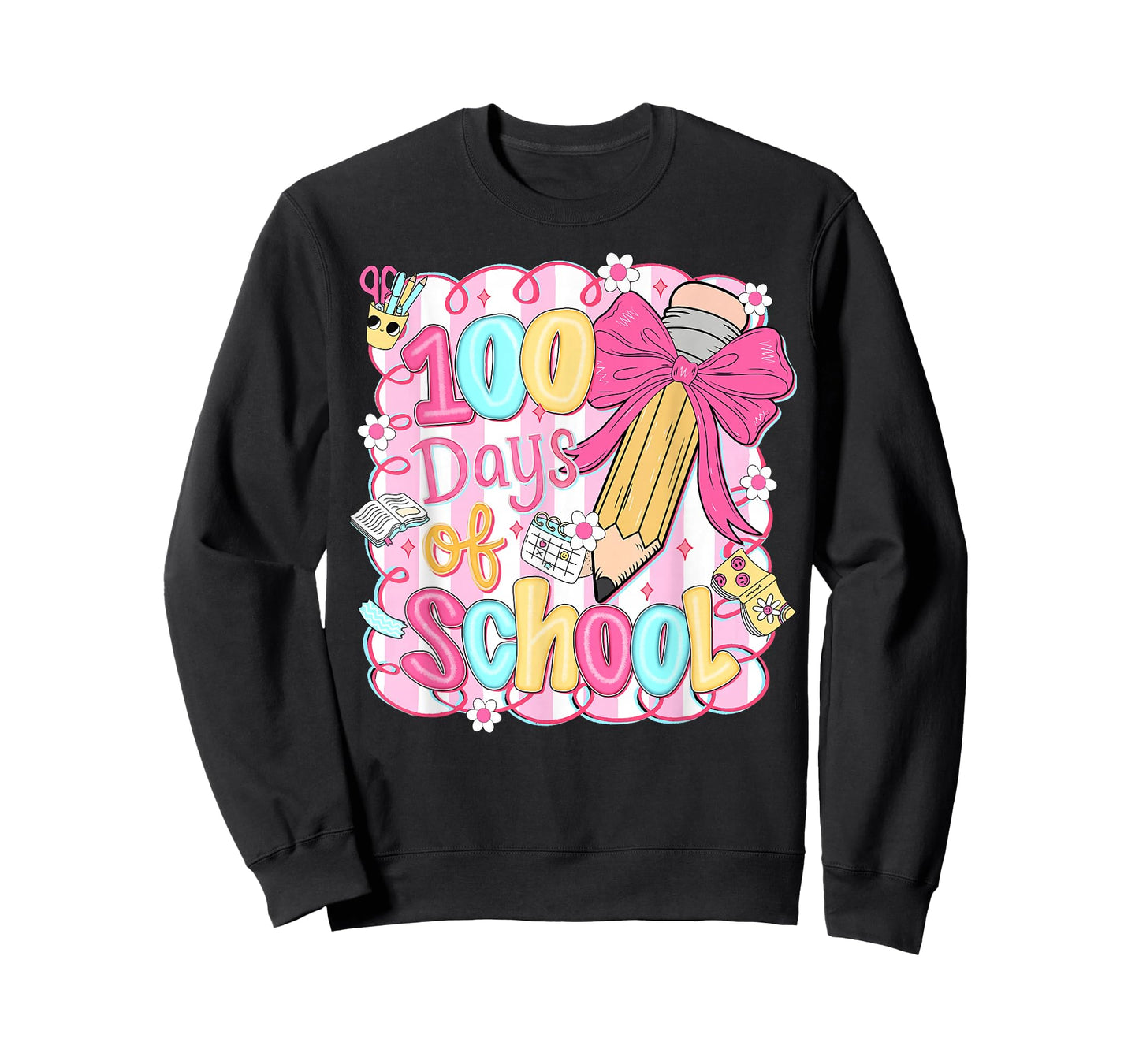 Preppy 100 Days of School Coquette Pencil Bow Girl Women T-Shirt