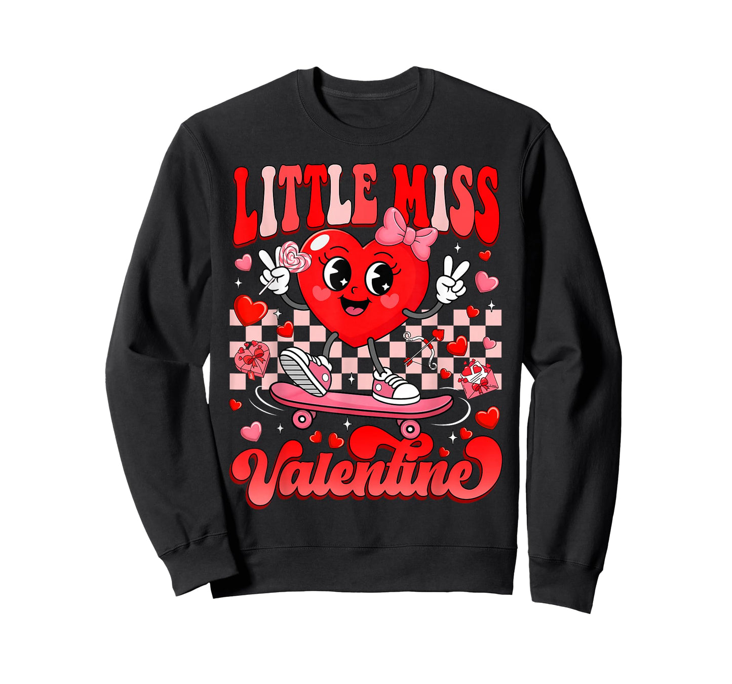 Groovy Little Miss Valentine Cute Candy Heart Women Girl Kid T-Shirt